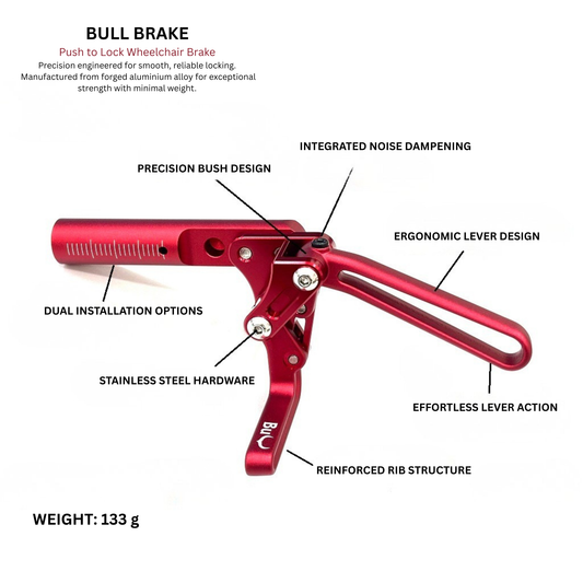 Bull Brake Push-to-Lock Wheelchair Brake (Pair)