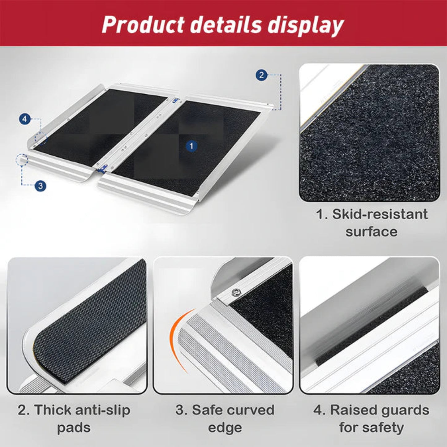 Heeve Aluminium Single-Fold Premium Wheelchair Ramp with Carry Bag